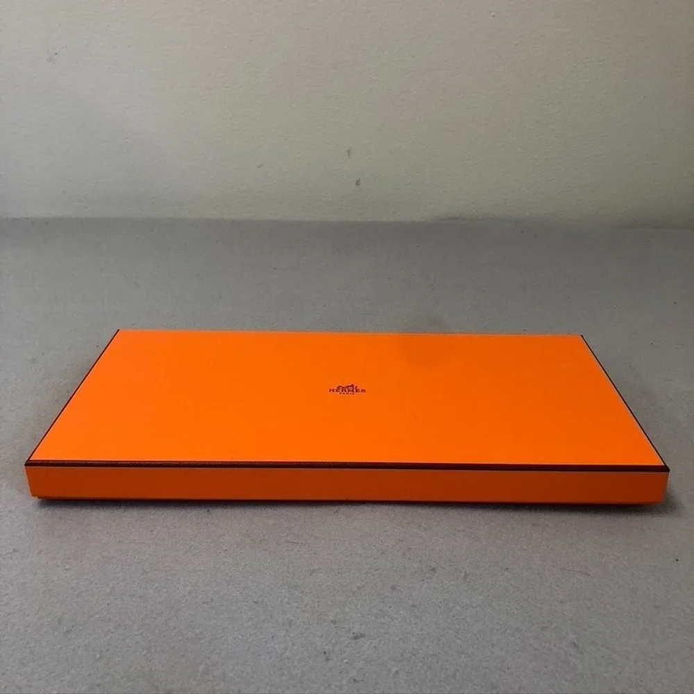 Authentic Hermes Orange Storage Gift Box Empty 14.5x7.5x1.5 Small Rectangle